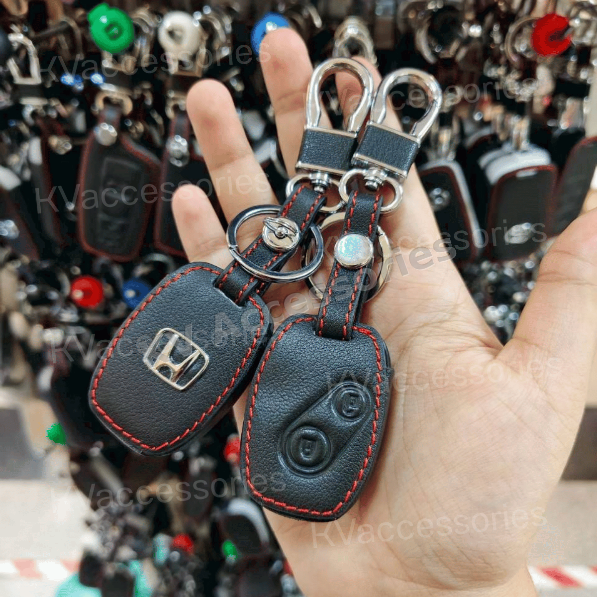 ซองหนังดำด้ายแดง สำหรับ HONDA Jazz City Brio civic CR-V Accord