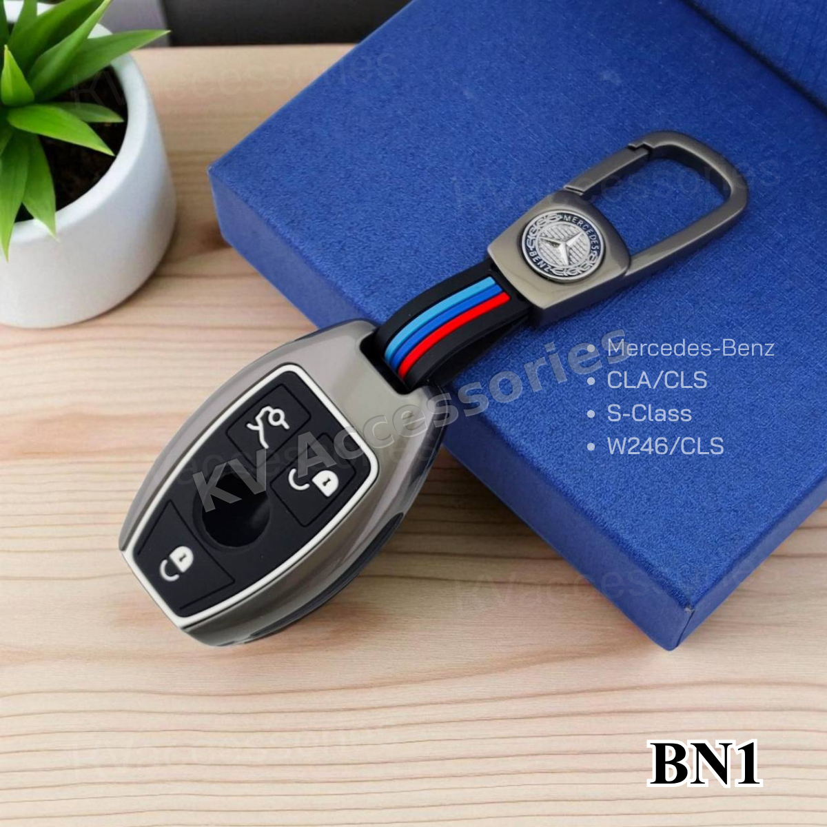 (พร้อมกล่อง) เคสกุญแจโลหะปุ่มซิลิโคน สำหรับ A B C E S C200 C300 E350 E260L W205 CLA CLS GLA GLC GLE GLS
