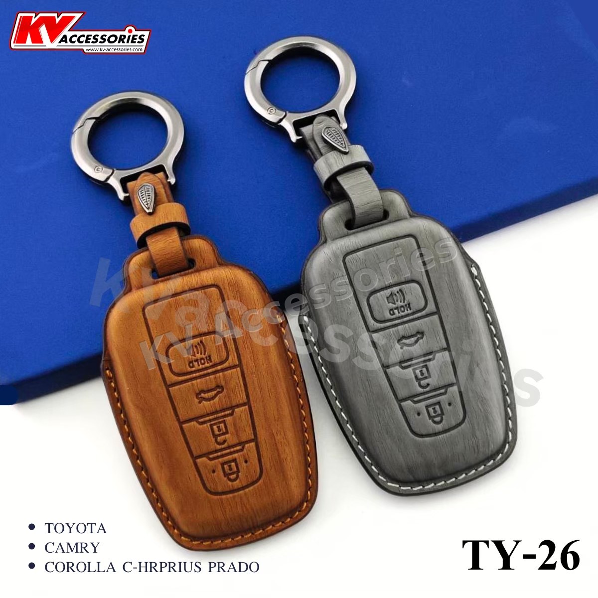 ซองหนังกุญแจลายไม้ สำหรับรุ่น TOYOTA CAMRY COROLLA  C-HRPRIUS PRADO