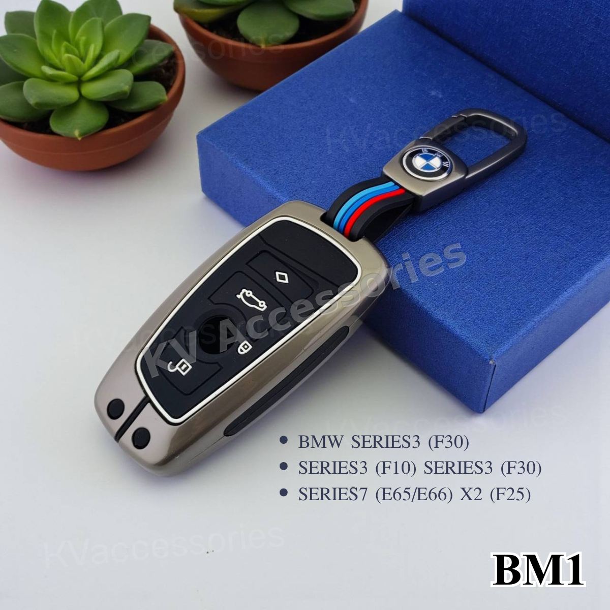 (พร้อมกล่อง) เคสกุญแจโลหะปุ่มซิลิโคน สำหรับ BMW SERIES3 (F30)  SERIES3 (F10) SERIES3 (F30)  SERIES7 (E65/E66) X2 (F25)
