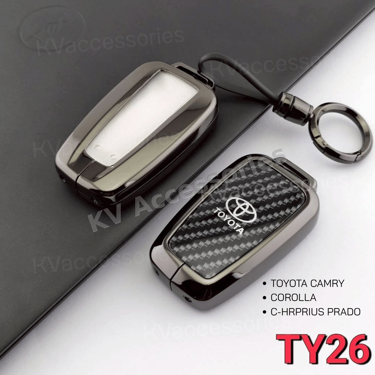 เคสกุญแจโลหะลายเคฟล่า สำหรับรุ่น TOYOTA CAMRY COROLLA  C-HRPRIUS PRADO