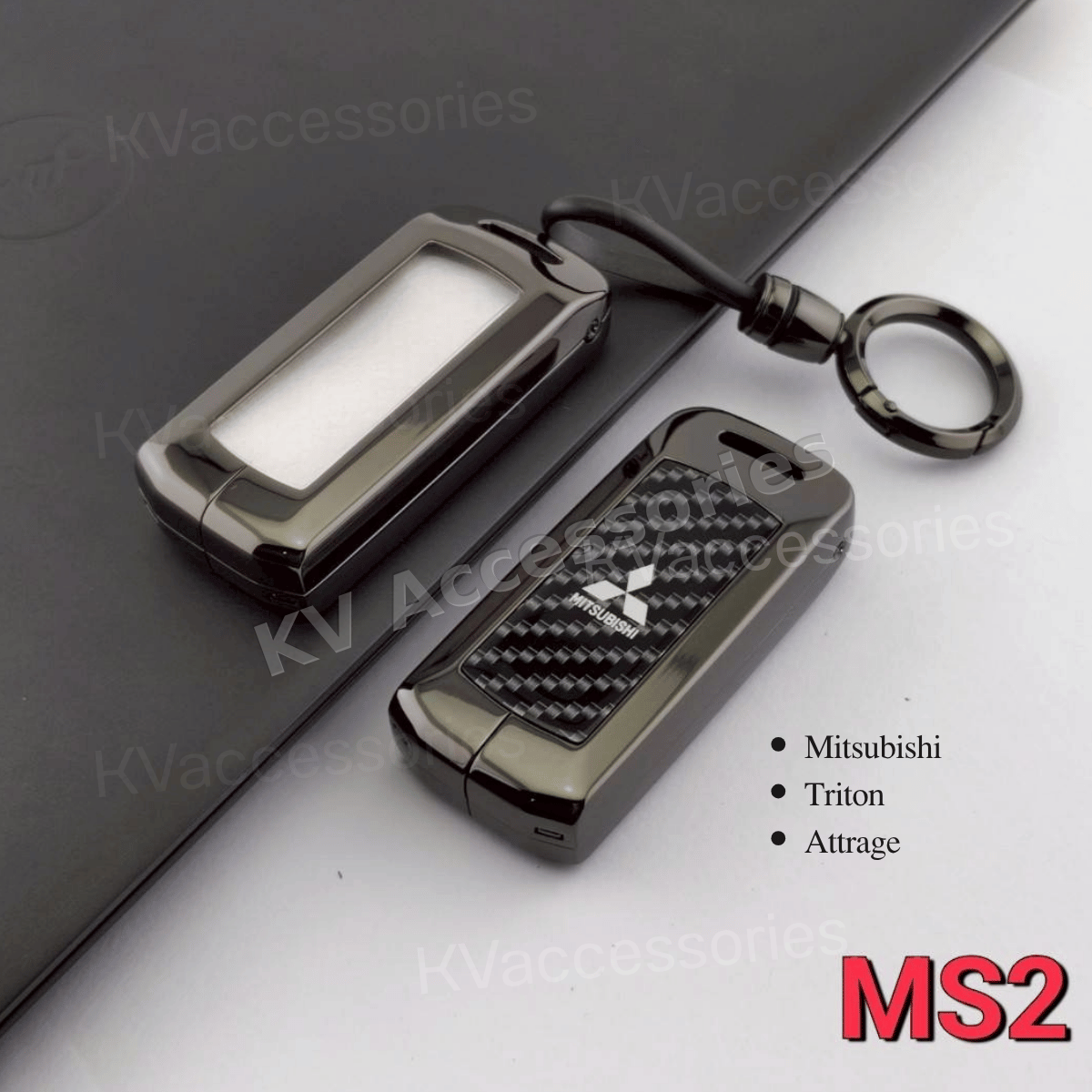 เคสกุญแจโลหะลายเคฟล่า สำหรับรุ่น Mitsubishi ATTRAGE PAJERO SPORT