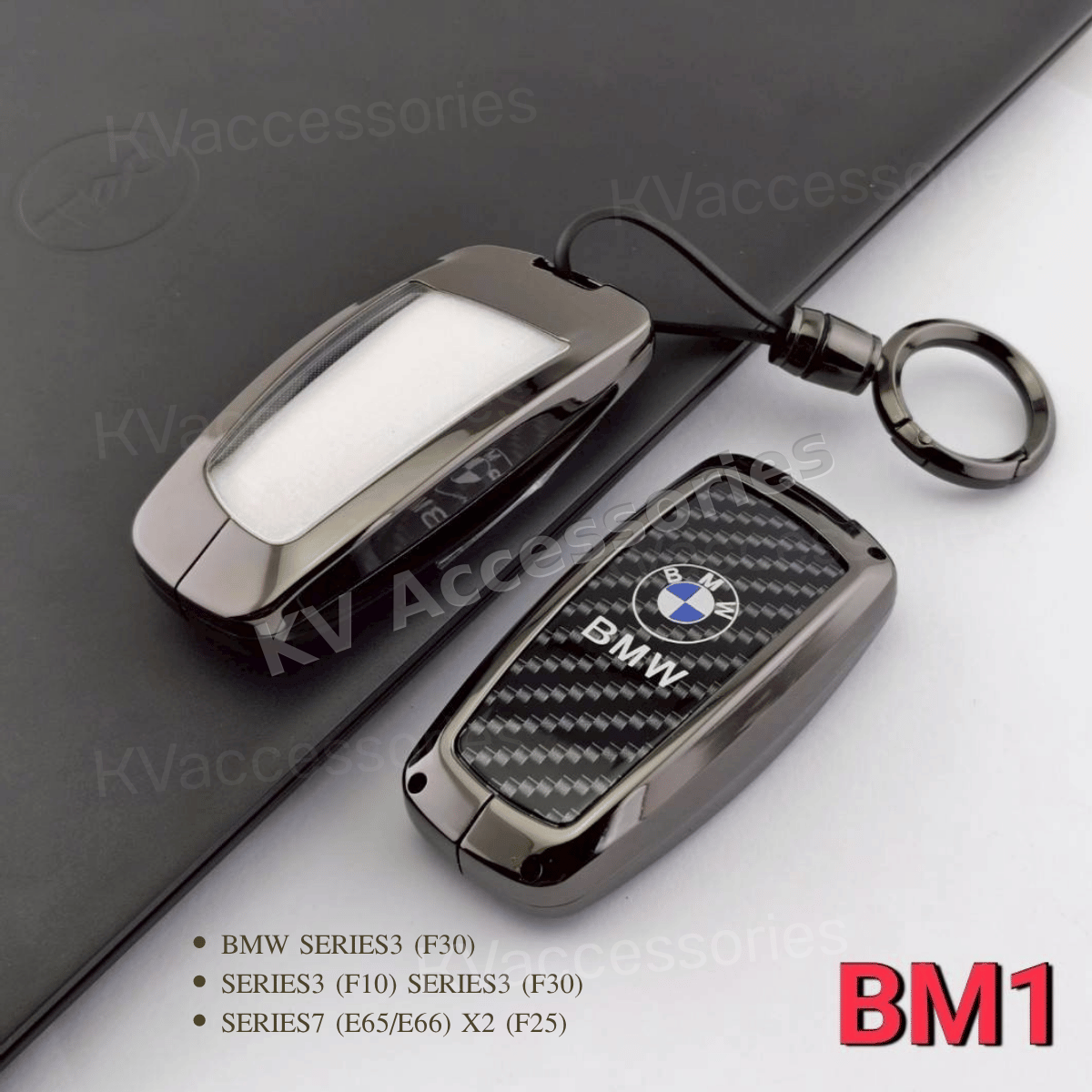 เคสกุญแจโลหะลายเคฟล่า สำหรับรุ่น BMW SERIES3 (F30)  SERIES3 (F10) SERIES3 (F30)  SERIES7 (E65/E66) X2 (F25)