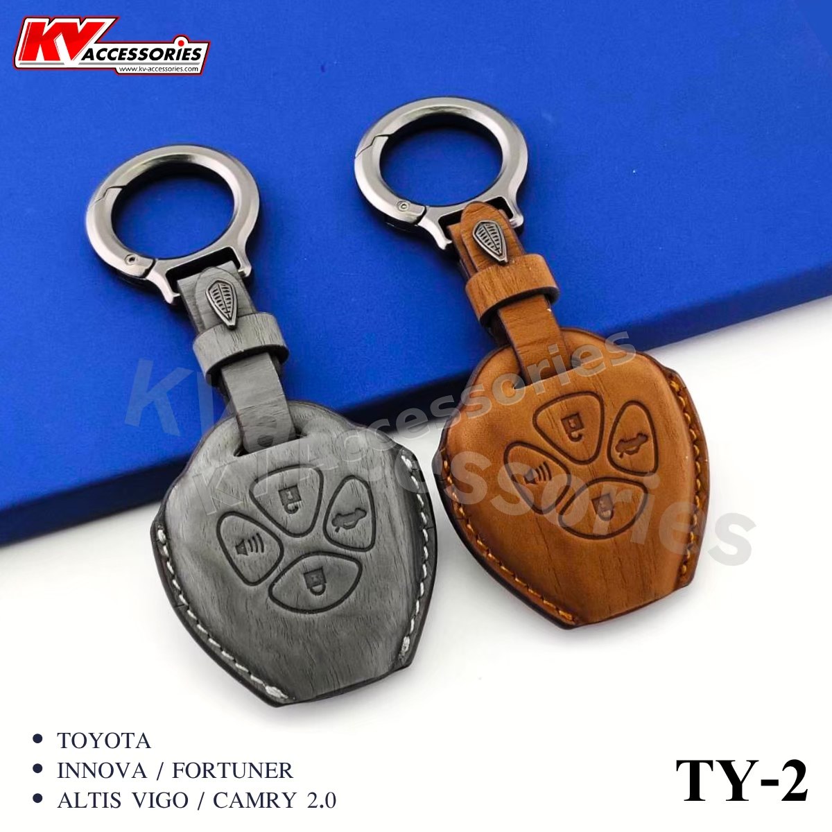 ซองหนังกุญแจลายไม้ สำหรับรุ่น TOYOTA INNOVA / FORTUNER ALTIS VIGO / CAMRY 2.0