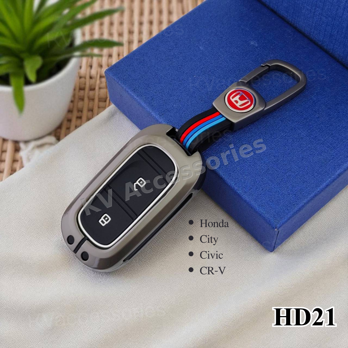 (พร้อมกล่อง) เคสกุญแจโลหะปุ่มซิลิโคน สำหรับ HONDA  City 2021-2022 Hrv 2022