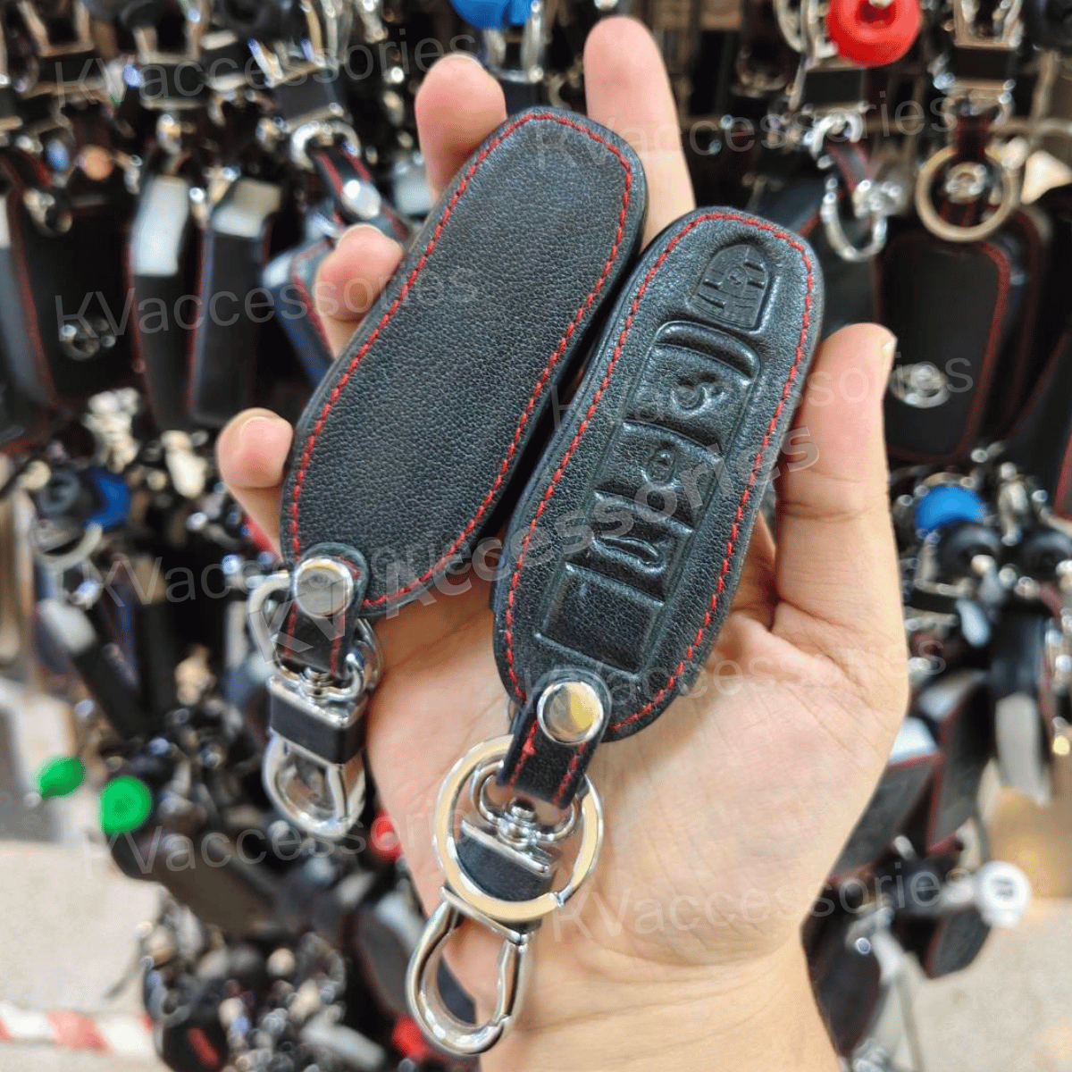 ซองหนังดำด้ายแดง สำหรับ PORSCHE Taycan 911 Macan Boxser