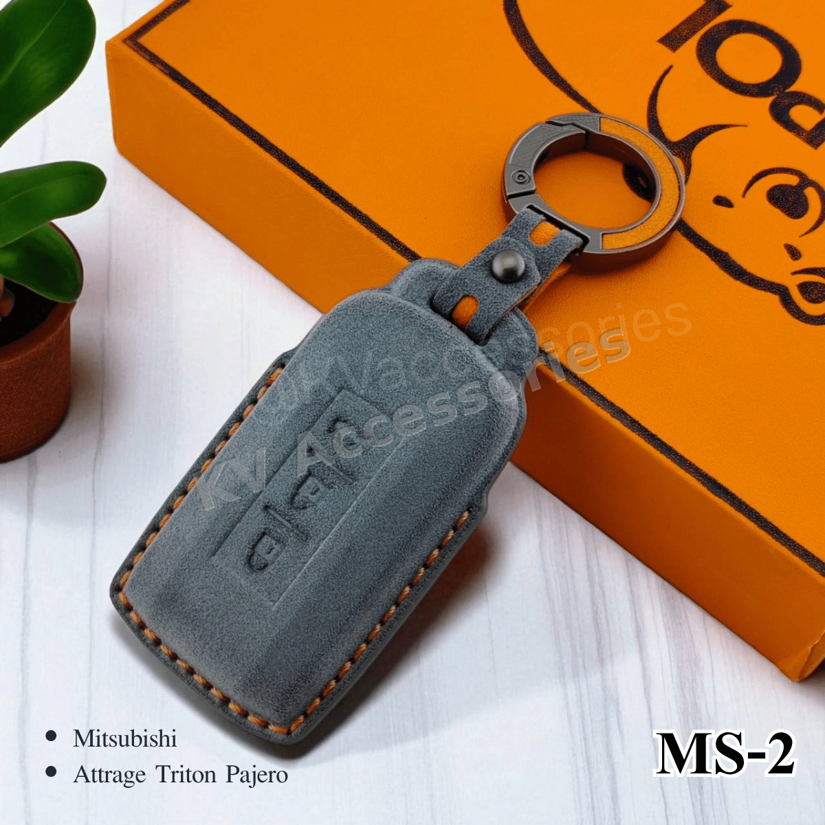 Alcantara ซองหนังกุญแจรถยนต์ สำหรับรุ่น Mitsubishi Attrage Triton Pajero