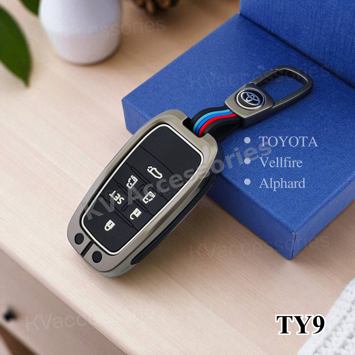 (พร้อมกล่อง) เคสกุญแจโลหะปุ่มซิลิโคน สำหรับ TOYOTA VELLFIRE ALPHARD