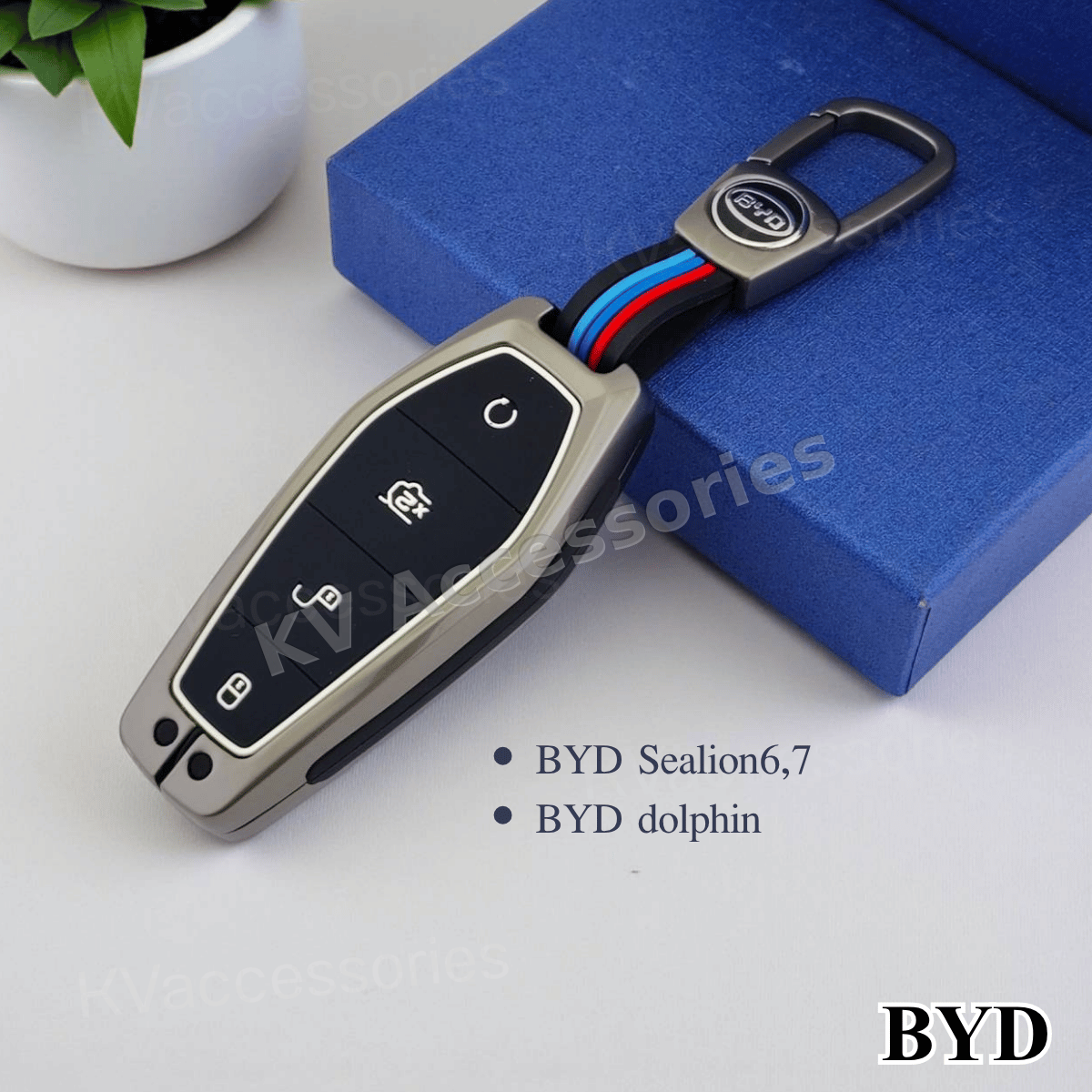 โลหะปุ่มซิลิโคน (พร้อมกล่อง) เคสกุญแจโลหะปุ่มซิลิโคน สำหรับ BYD