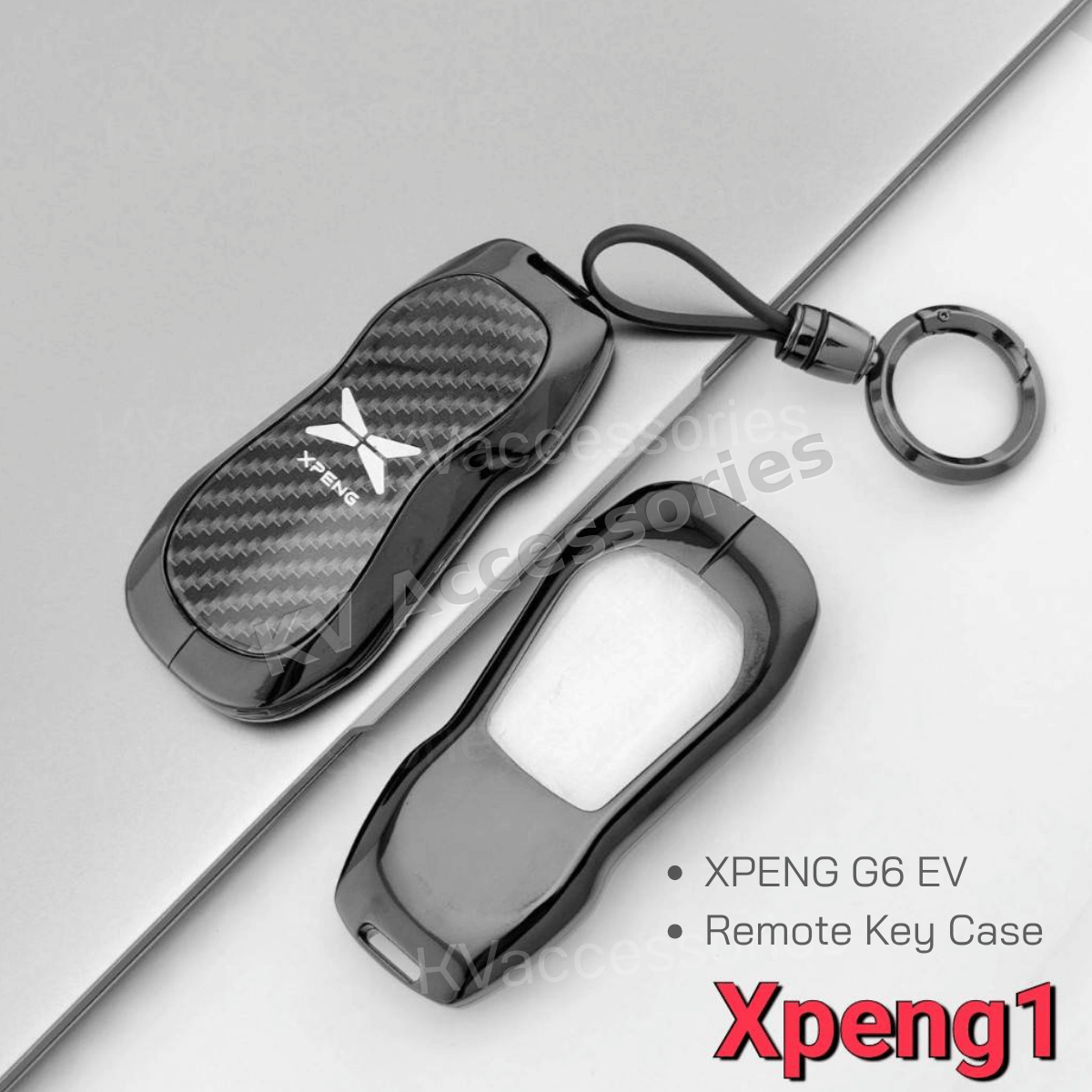 เคสกุญแจโลหะลายเคฟล่า สำหรับรุ่น XPENG G6 EV  Remote Key Case