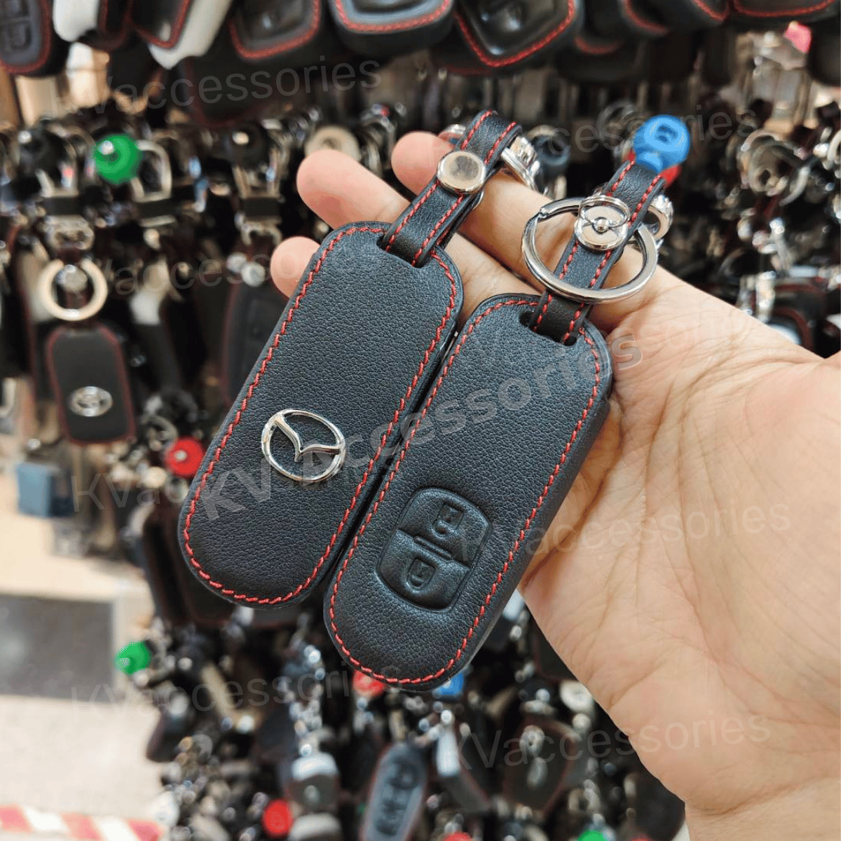ซองหนังดำด้ายแดง สำหรับ MAZDA SKYACITY MAZDA2
