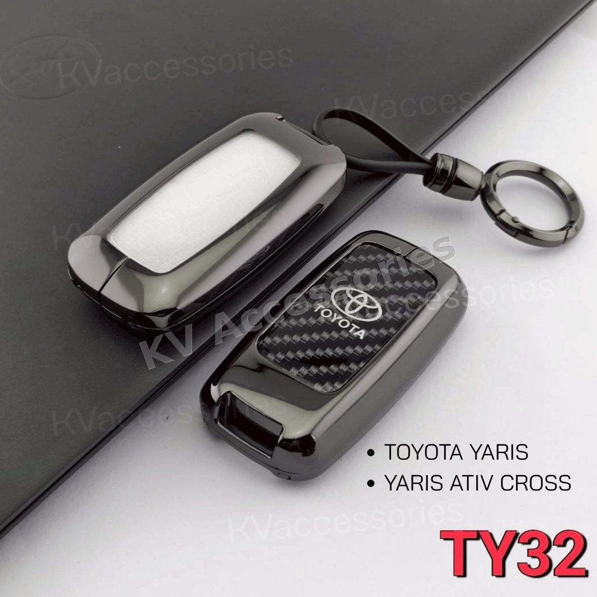 เคสกุญแจโลหะลายเคฟล่า สำหรับรุ่น TOYOTA YARIS  YARIS ATIV CROSS