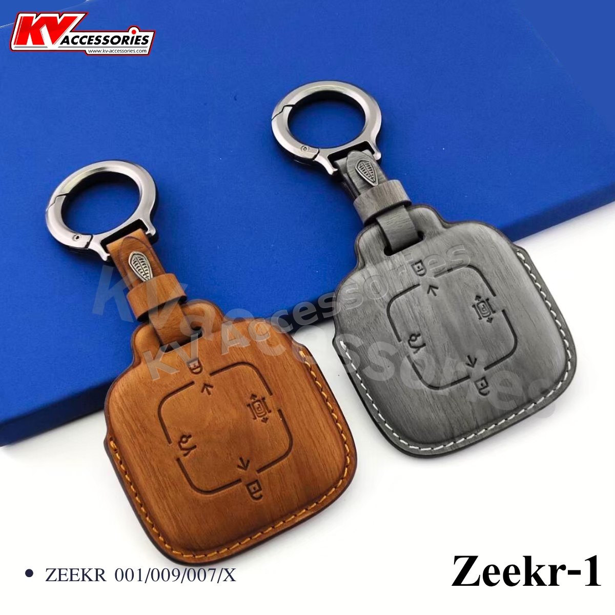 ซองหนังกุญแจลายไม้ สำหรับรุ่น ZEEKR 001/009/007/X