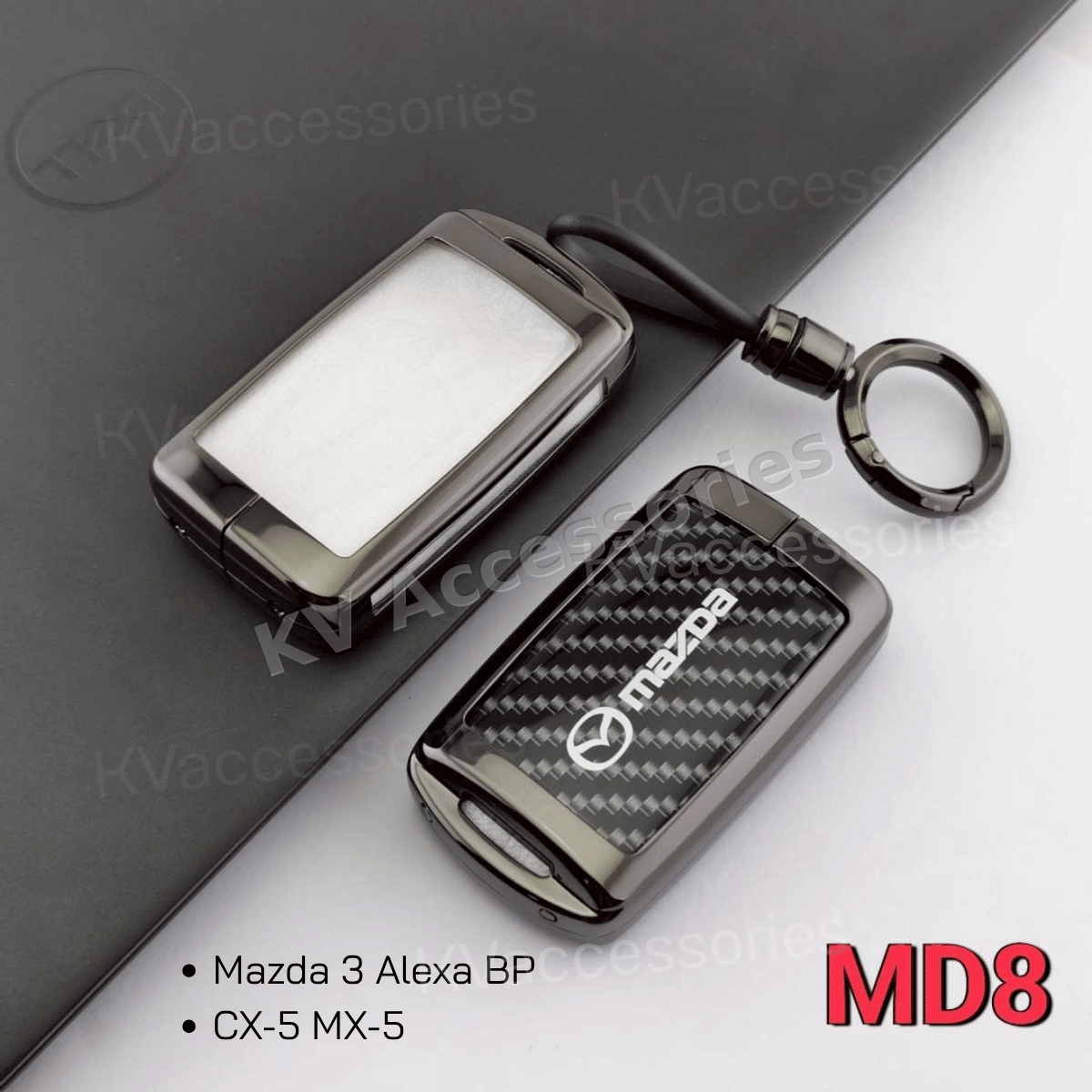 เคสกุญแจโลหะลายเคฟล่า สำหรับรุ่น Mazda 3 Alexa BP  CX-5 MX-5
