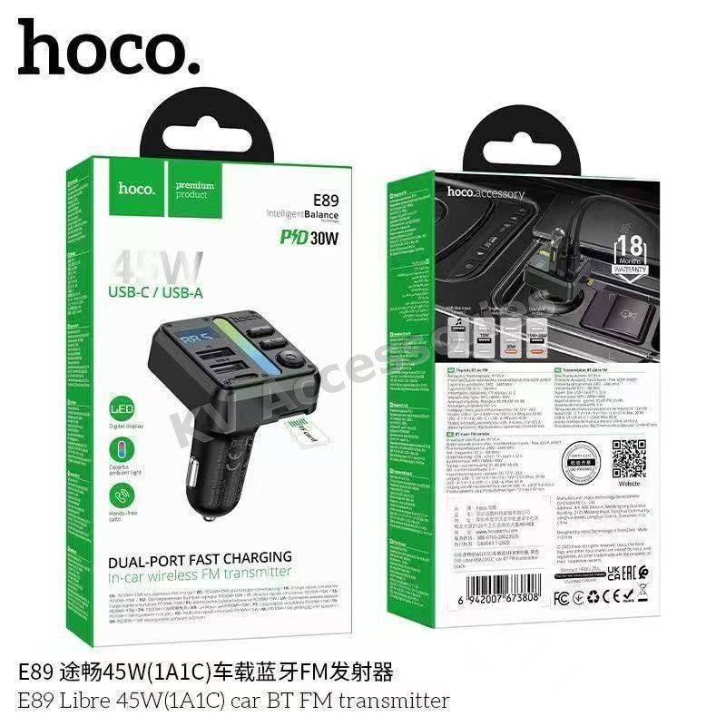 ที่ชาร์จในรถ + บลูทูธ FM hoco E89