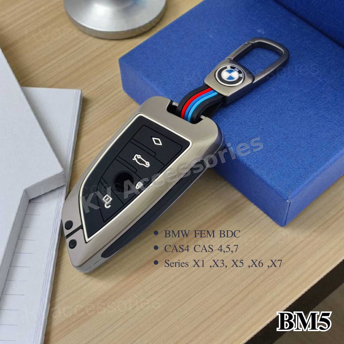 (พร้อมกล่อง) เคสกุญแจโลหะปุ่มซิลิโคน สำหรับ BMW SERIES3 (F30) X2 (F25)