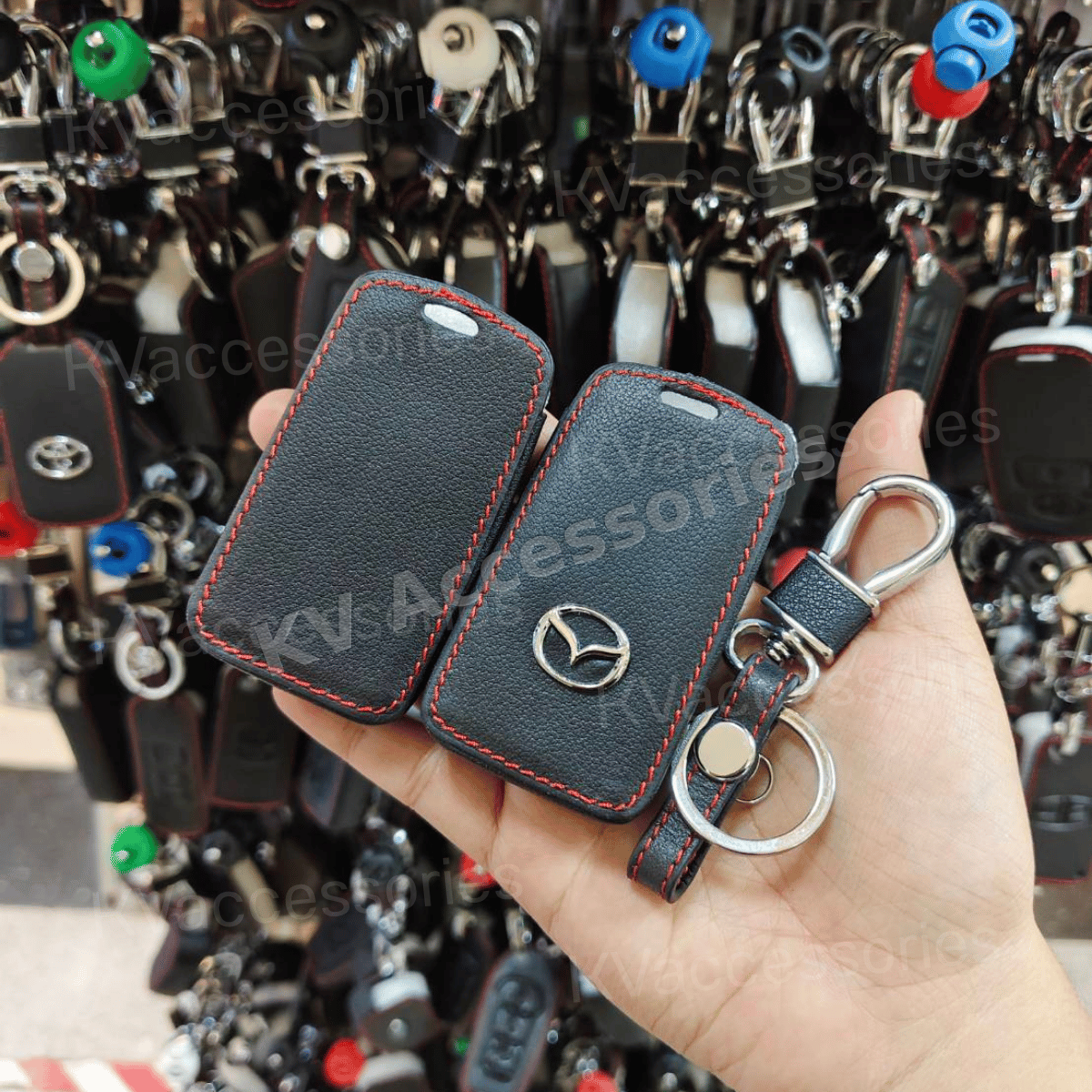 ซองหนังดำด้ายแดง สำหรับ Mazda 3 Alexa BP CX-5 MX-5