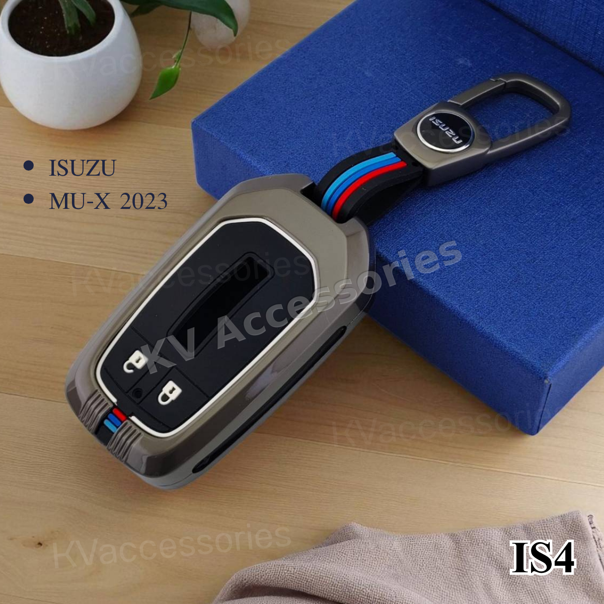 (พร้อมกล่อง) เคสกุญแจโลหะปุ่มซิลิโคน สำหรับ ISUZU  D-MAX 1.9 Blue Power MU-X