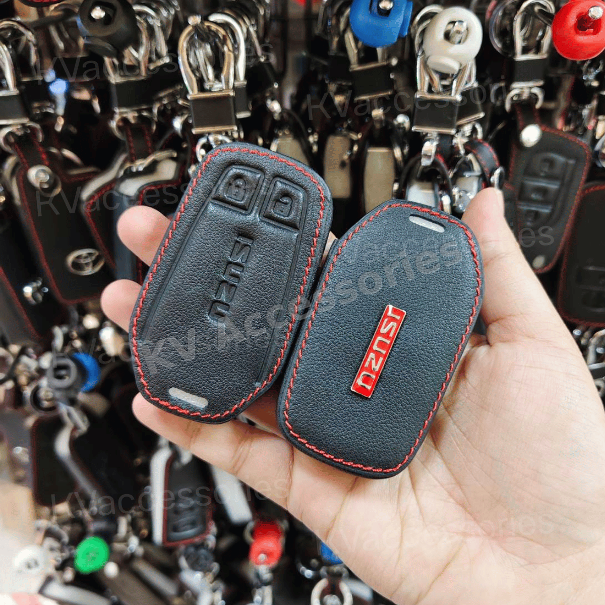 ซองหนังดำด้ายแดง สำหรับ ISUZU  D-MAX 1.9 Blue Power MU-X
