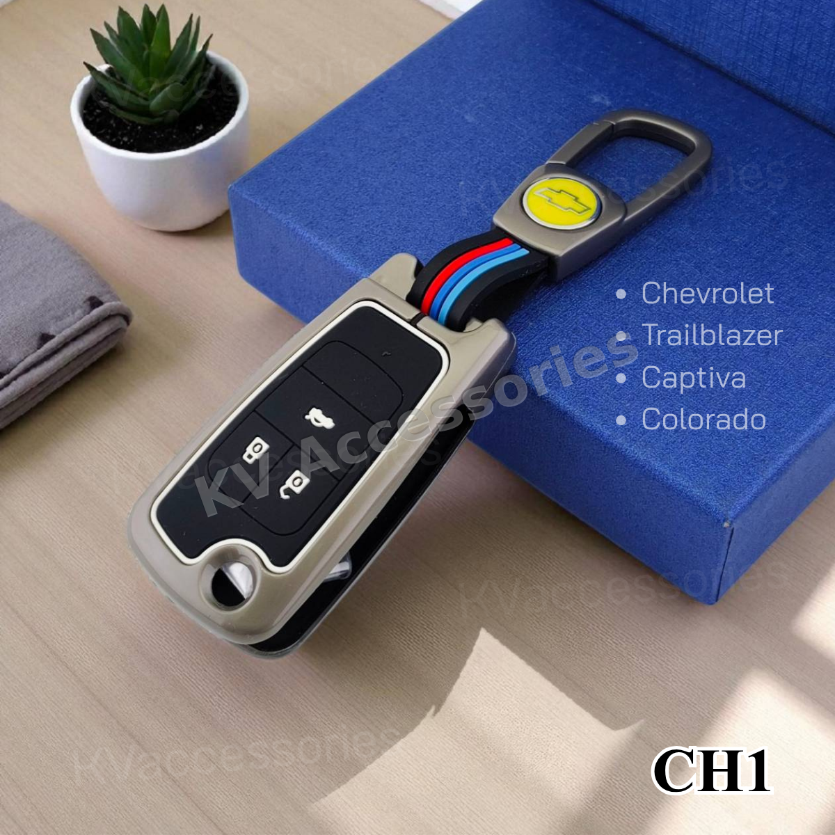 (พร้อมกล่อง) เคสกุญแจโลหะปุ่มซิลิโคน สำหรับ Chevrolet  Trailblazer / Captiva  Colorado