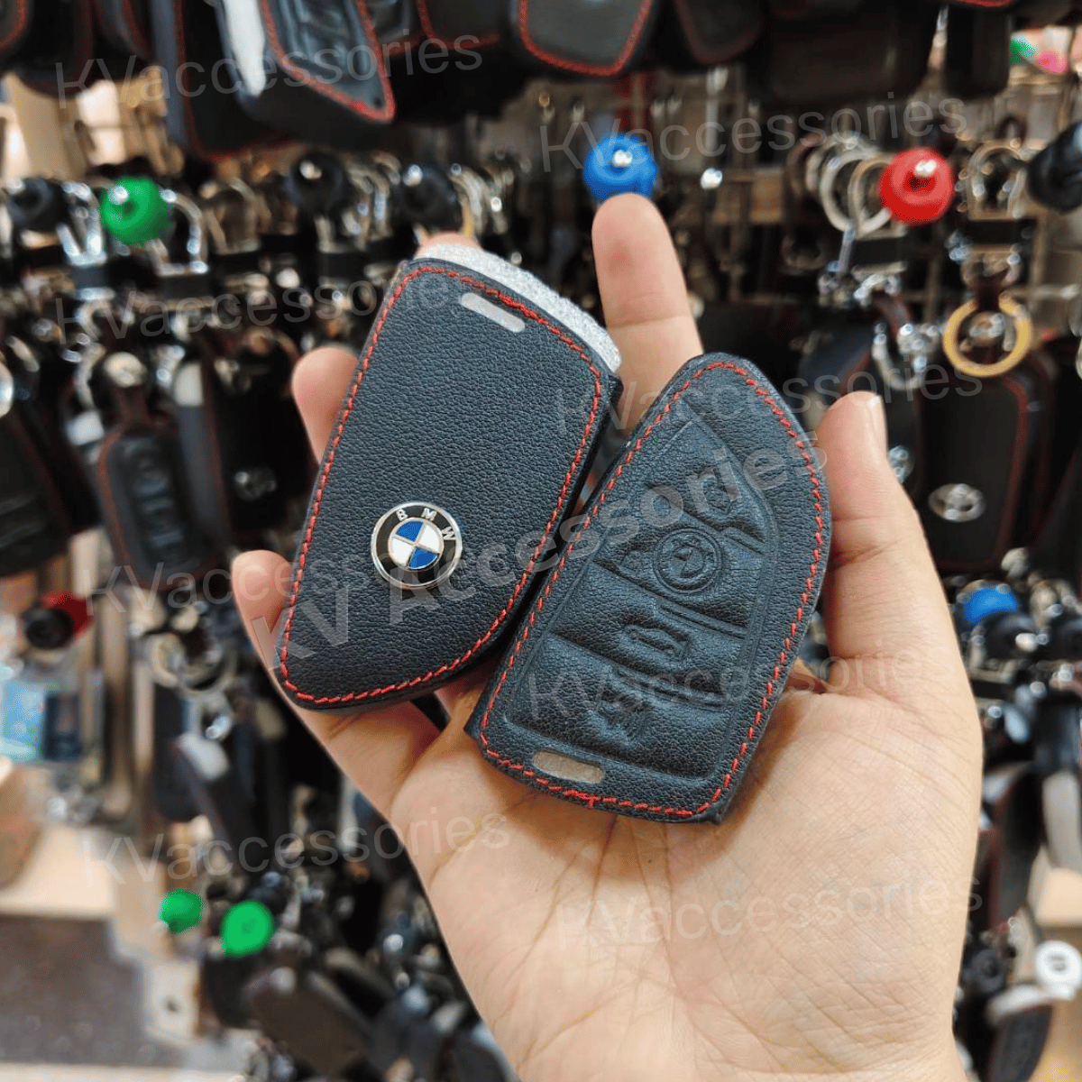 ซองหนังดำด้ายแดง สำหรับ BMW FEM BDC CAS4 CAS 4,5,7 Series X1 ,X3, X5 ,X6 ,X7