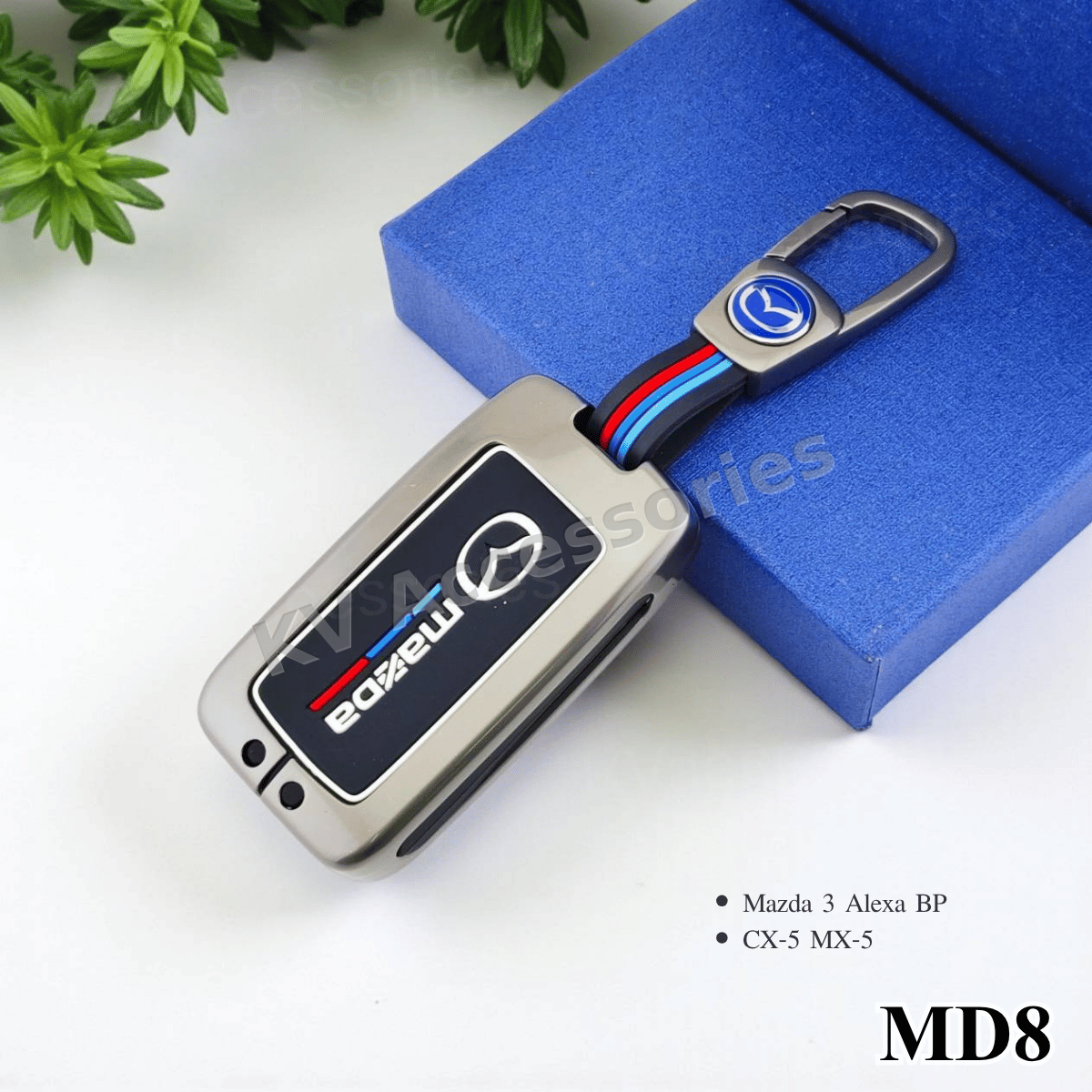 (พร้อมกล่อง) เคสกุญแจโลหะปุ่มซิลิโคน สำหรับ Mazda 3 Alexa BP  CX-5 MX-5