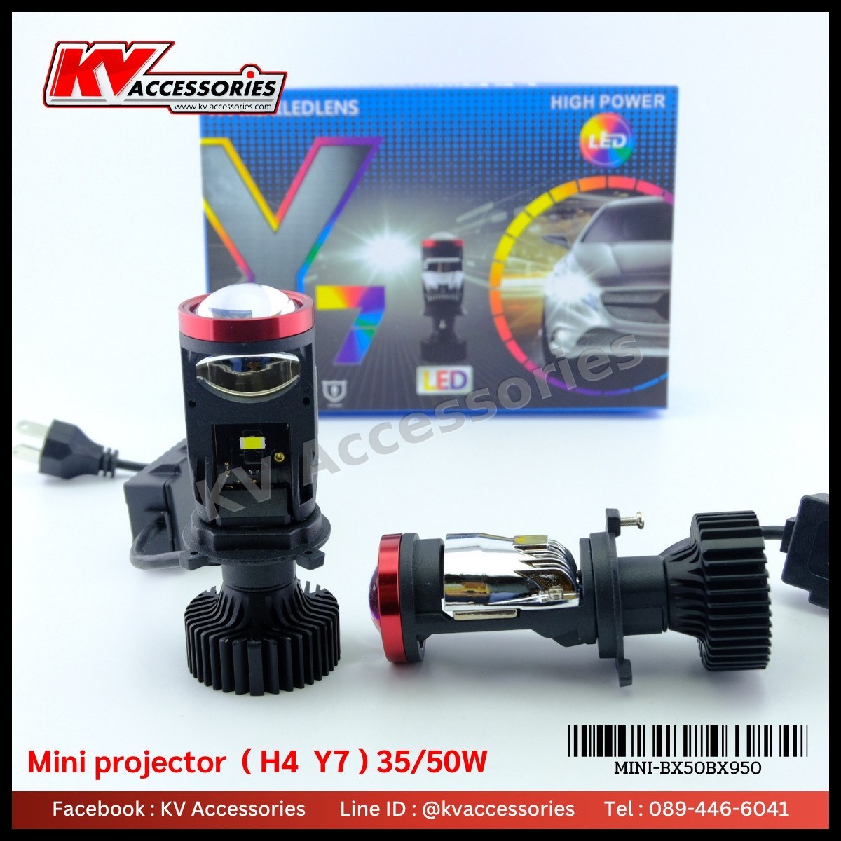 LED Headlight H4 mini projector lens รุ่น Y7
