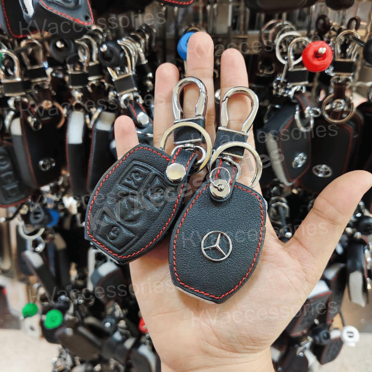 ซองหนังดำด้ายแดง สำหรับ C300 E350 E260L W205 CLA CLS GLA GLC GLE GLS