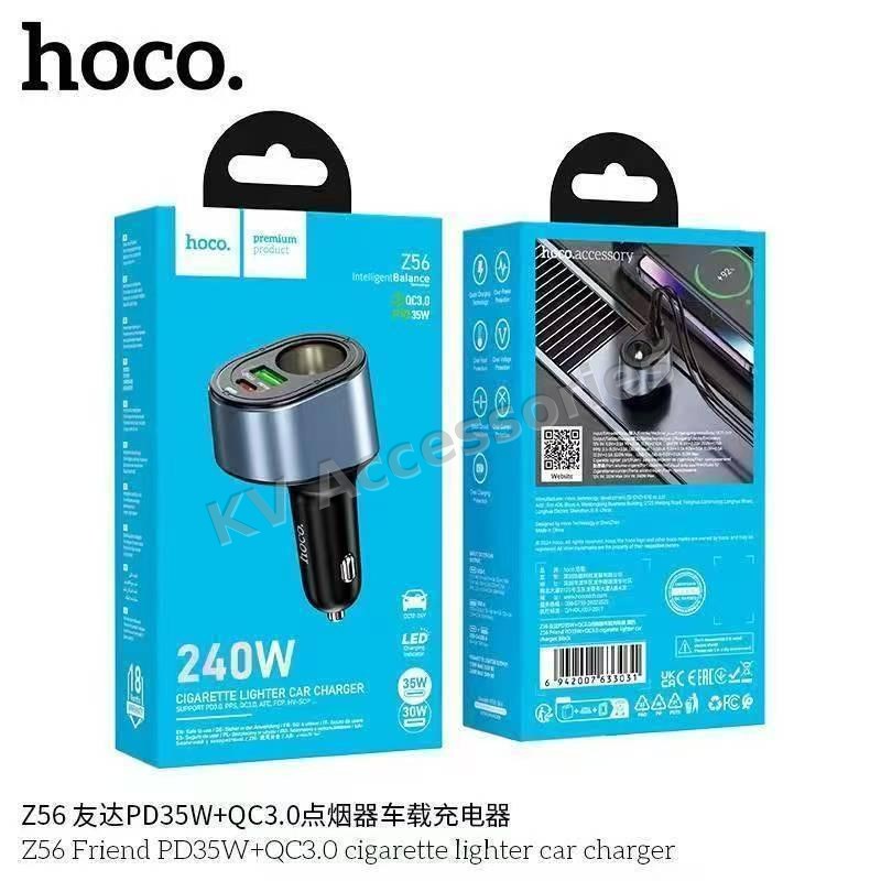 ที่ชาร์จในรถ + ช่องจุดบุหรี่ hoco Z56