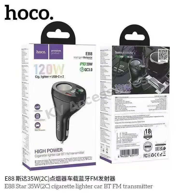 ที่ชาร์จในรถ + บลูทูธ FM hoco E88