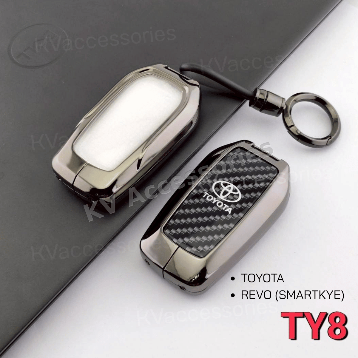 เคสกุญแจโลหะลายเคฟล่า สำหรับรุ่น TOYOTA REVO FORTUNER/Camry  Corolla"(SMARTKYE)