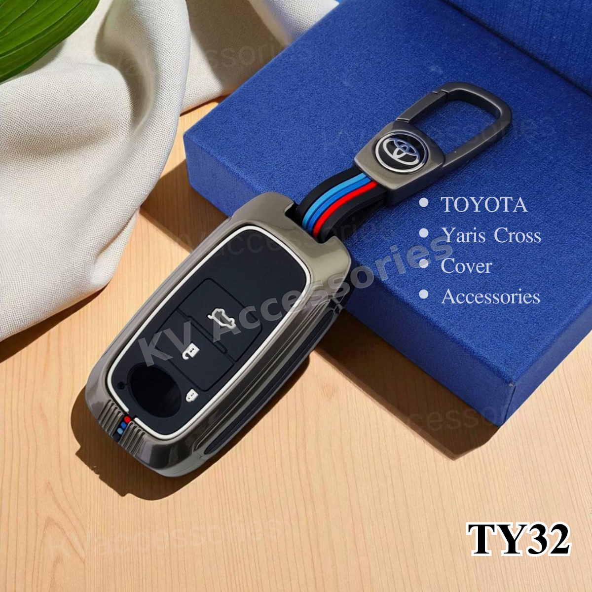 (พร้อมกล่อง) เคสกุญแจโลหะปุ่มซิลิโคน สำหรับ TOYOTA YARIS  YARIS ATIV CROSS