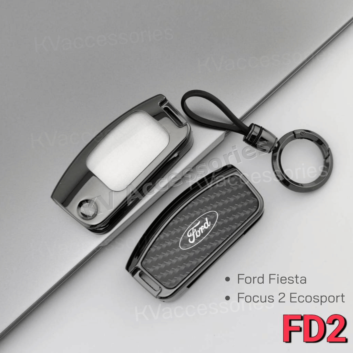 เคสกุญแจโลหะลายเคฟล่า สำหรับรุ่น Ford Fiesta  Focus 2 Ecosport
