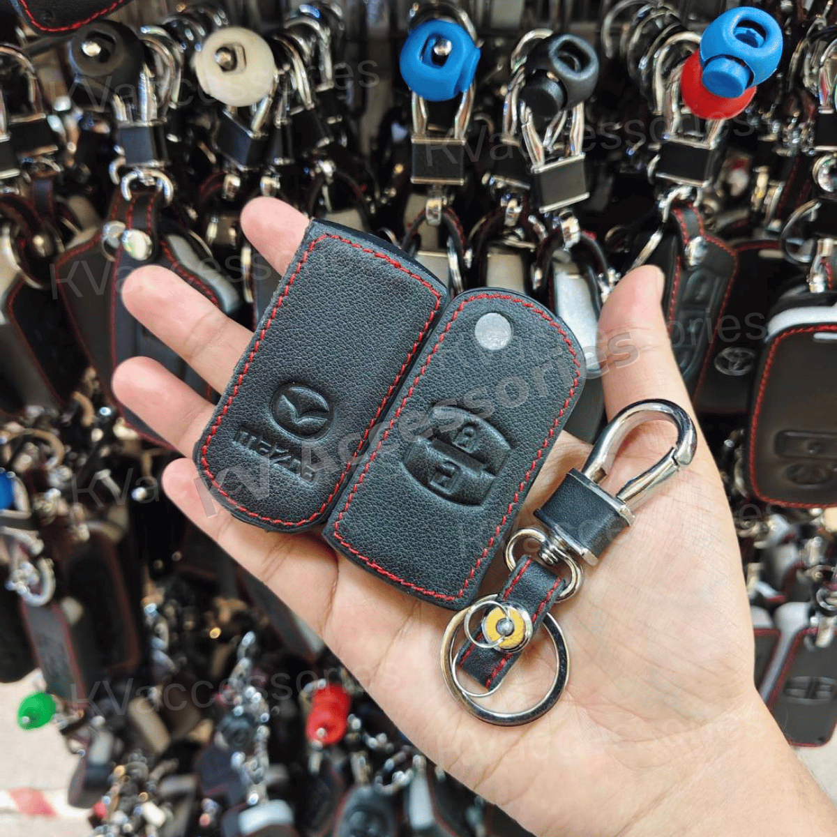 ซองหนังดำด้ายแดง สำหรับ Mazda 3 5 6 Series M6 RX8 MX5 2 แบบ2ปุ่ม