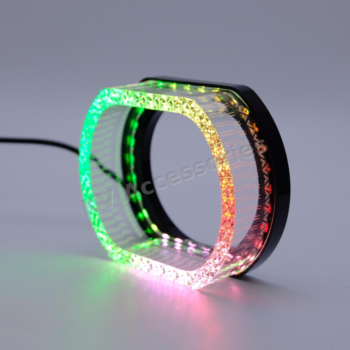 ฝาครอบ 5D Crystal ทรงรี RGB + ไฟเลี้ยว 2.5/3.0 นิ้ว