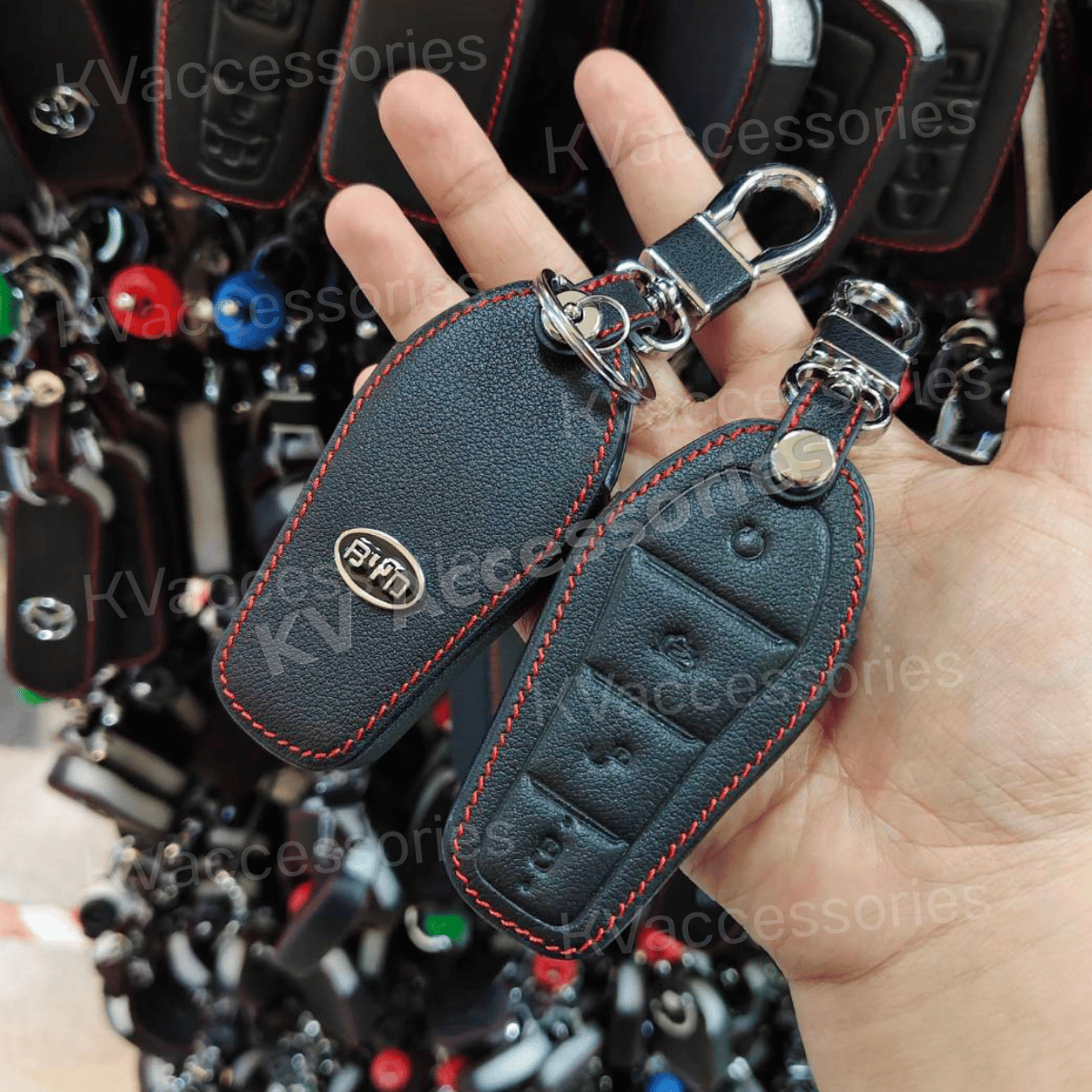 ดำด้ายแดง ซองหนังดำด้ายแดง สำหรับ BYD Qin Plusdmi Atto 3